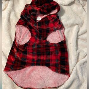XXL Dog plaid fleece coat with hoodie
